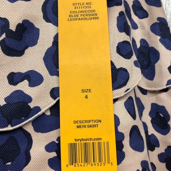 Tory Burch Women's Blue Persian Leopard Meri Skirt Size 4 New with Tags  ** - Picture 3 of 7